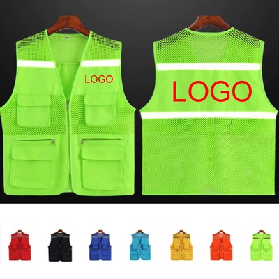 Mesh Reflective Safety Vest With Pockets