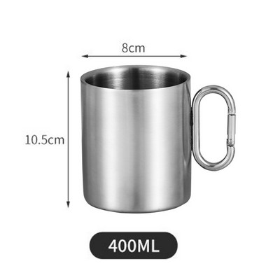 400 ml Double Wall Stainless Steel Cup W/ Carabiner Handle