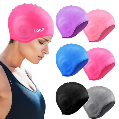 Custom Solid Ear Protection Silicone Swimming Caps