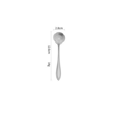 4.96 Inch Silver Pansy Shape Stainless Steel Coffee Spoon