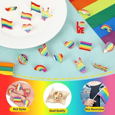 Rainbow Pride Cute Enamel Lapel Pins Heart Flag Brooch Pin Badge for Clothes Bags Hats Accessories