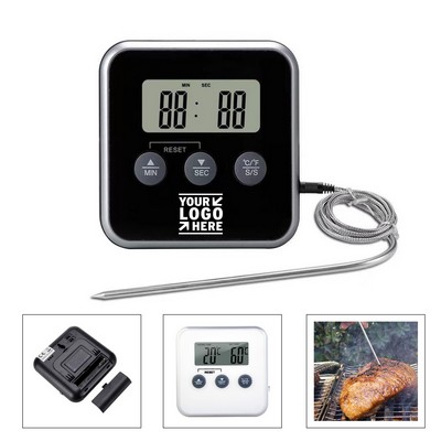 ABS Meat Thermometer Timer with Stainless Steel Probe