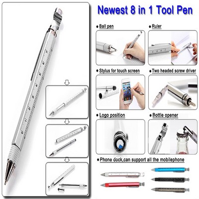 8 in 1 Multifunction Tool Pen with Ballpoint Pen