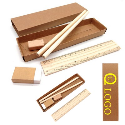 5 Pieces Set Eco-Friendly Wooden Stationery Kit