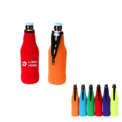 Neoprene Zipper Beer Bottle Sleeve