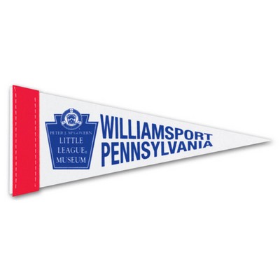 White Felt Pennant w/ 1" Sewn Strip (4"x10")