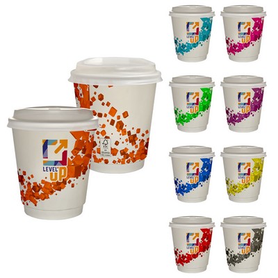 10 oz. Full Color Floating Cubes Insulated Paper Cup With Lid