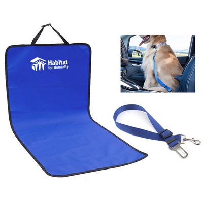 Car Seat Protector Cover Mat w/Pet Safety Leash Car Seatbelt