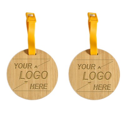 Round Bamboo Luggage Tag