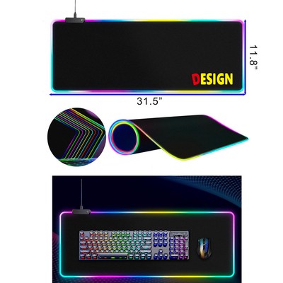 31.5 x 11.8 Inches Rgb Gaming Mouse Pad Anti Slip Rubber Base Computer Keyboard Mat