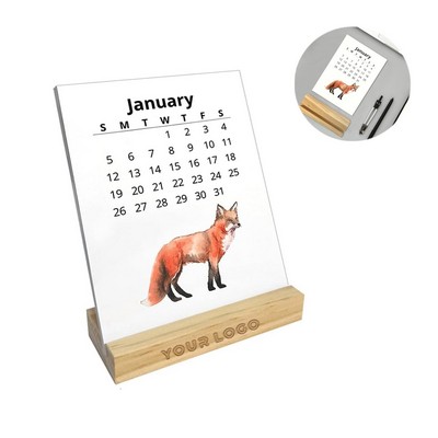 2025 Chic Wooden Desk Calendar