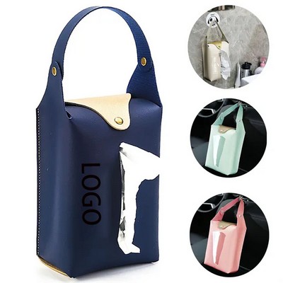 PU Leather Hanging Car Tissue Bag