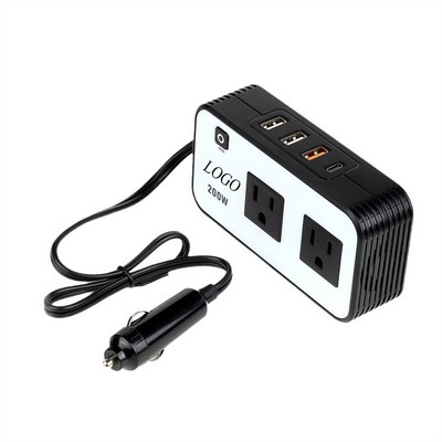 200W Car Power Inverter DC 12V to 110V AC Plug Adapter O