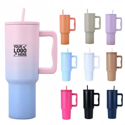 40 oz Insulated Tumbler with Handle and Straw Lid