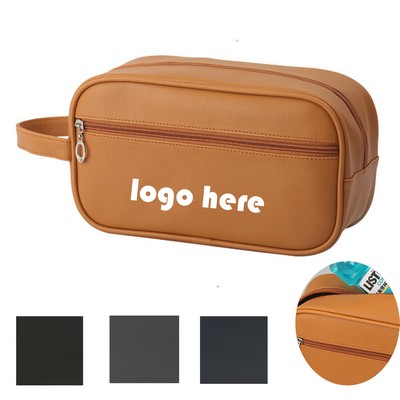 PU Leather Multifunctional Waterproof Dual-Layer Large-Capacity Toiletry Bag