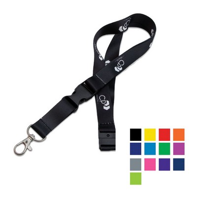 Custom 3/4" Polyester Lanyard w/ Lobster Claw & Buckle Release