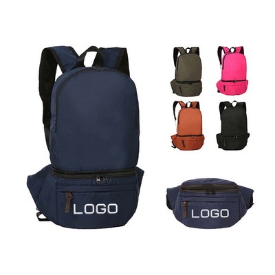 Multi-Purpose Fanny Pack Dual-Purpose Sports Travel Folding Backpack