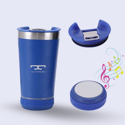 ArticFire 16oz Stainless Steel Tumbler with Wireless Bluetooth Speaker Base & Bottle Opener Cap