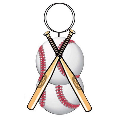 Baseballs & Bats Gift Shop Key Chain w/Clear Mirrored Back (6 Square Inch)