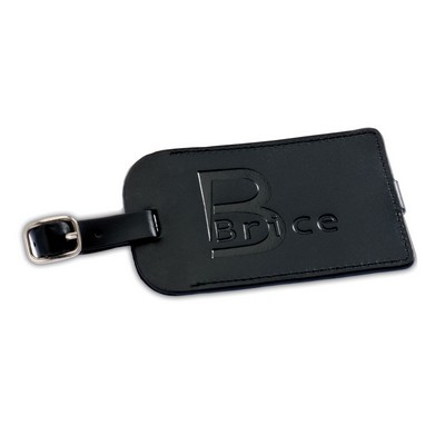 Classic Black Leather Luggage Tag