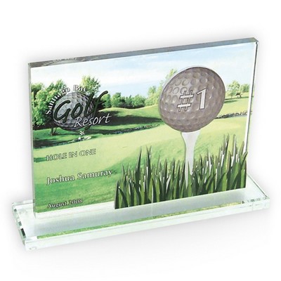 Rectangle on Base Glass Golf Award/Trophy