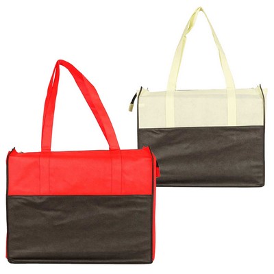 2 Tone Polypropylene Zippered Tote Bag (18"x15"x4")