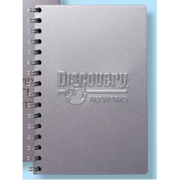 Aluminum Spiral Journal w/ Black Board Back Cover (5 3/8"x8")