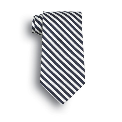 Navy Blue/White Saville Stripe Polyester Tie