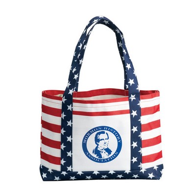 600D Stars & Stripes Patriotic Flag Tote Bag