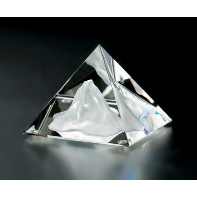 Hand Blown Crystal Mountain Pyramid Figurine