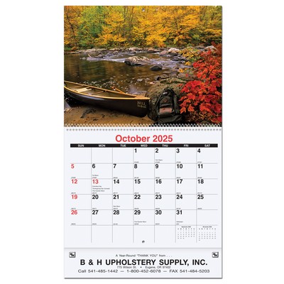 Scenic Water Monthly Wall Calendar w/Coil Bound (10 5/8"x18¼")