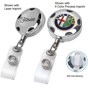 Chrome Metal Sport Badge Reel w/ Sliding Clip