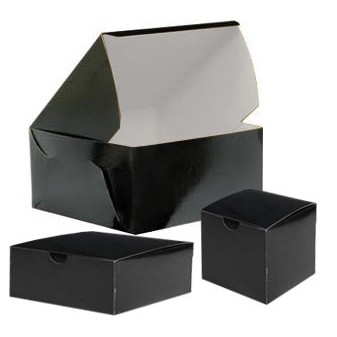 1 Piece Black Lock Corner Cake Bakery Box (8"x8"x4")