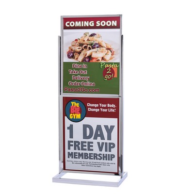 Dual Frame Poster Stand W/ Polished Chrome Finish- 60" High