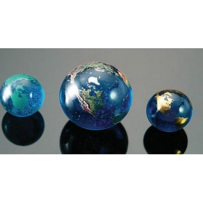 Blue Glass World Marble w/22K Gold Continents Award (1.4")