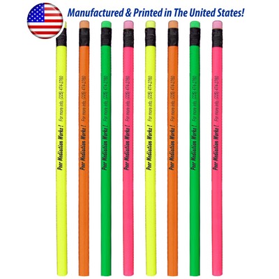 Union Printed - Round Wooded USA Made Value Neon Pencil with #2 Graphite - 1-Color Print