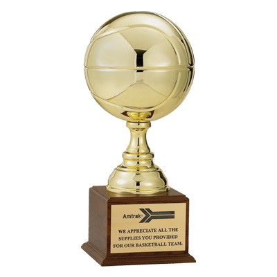 19½" H Gold Metal Basketball Trophy w/9" Diameter Ball