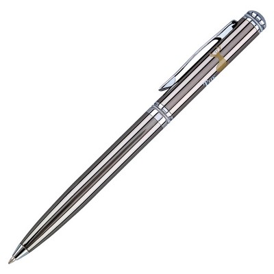 Brass Twist Action Ballpoint Pen w/ Shiny Chrome Trim