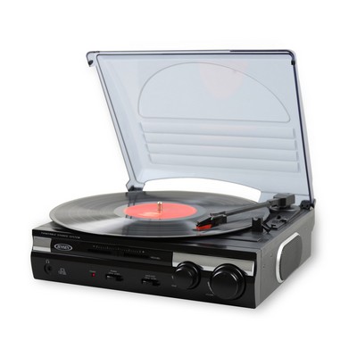 Jensen® 3-Speed Stereo Turntable w/ Built-in Speakers & Speed Adjustment