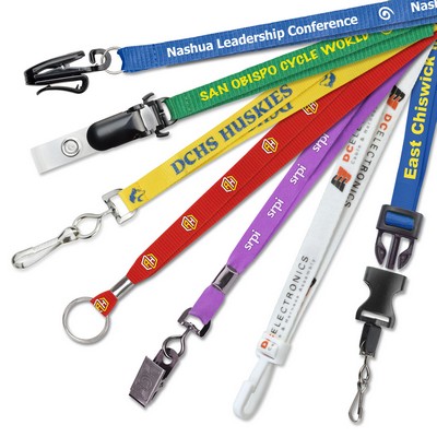 3/8" Custom Silkscreen Flat-Ribbed Polyester Lanyards