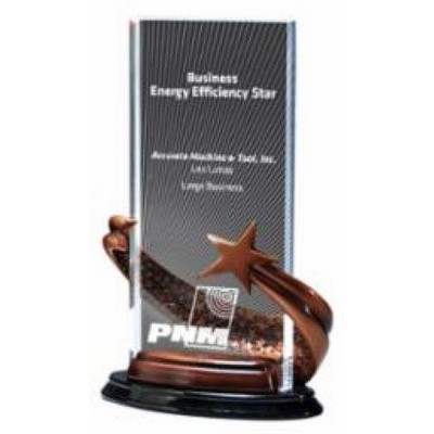 Bronze Brilliance Star Rectangle Award With Radiant Background