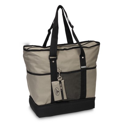 Everest Deluxe Shopping Tote, Khaki Beige/Black