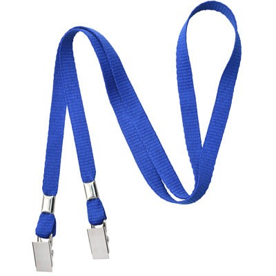 3/8" Blank Double Ended Lanyard w/Bulldog Clip (Royal Blue)