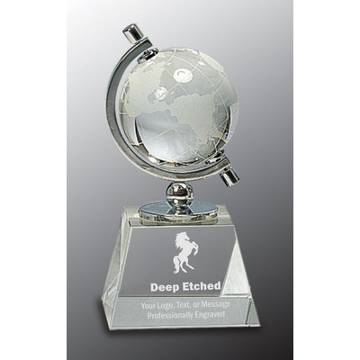 6" Crystal Spinning Globe Award on Clear Base