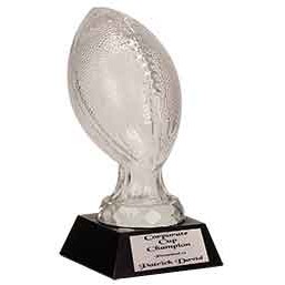 7 1/2" Glass Football Award with Marble Base