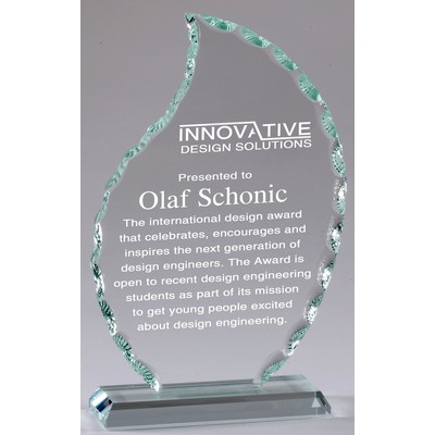 Faceted Jade Glass Flame Award, Large (6-3/4"x10-1/4")