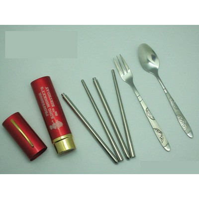 3 in 1 Stainless Steel Chopsticks Fork Spoon Cutlery Set