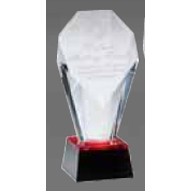 Small Crystal Slant Face Award w/Red Highlight Base