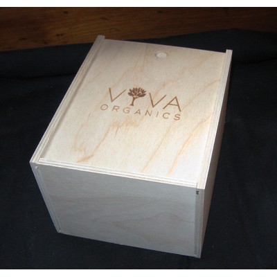 Wooden Box with Sliding Lid - 3.5" x 3.5" x 2" ID - Custom engraving - Birch with thumb open