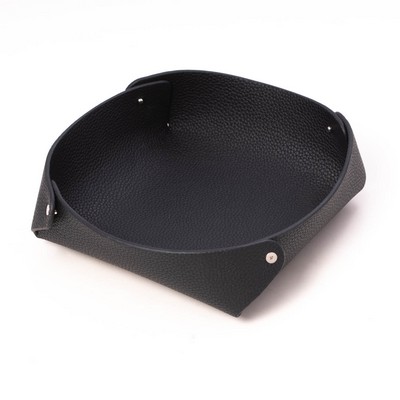 Leather catchall valet tray in lay flat design